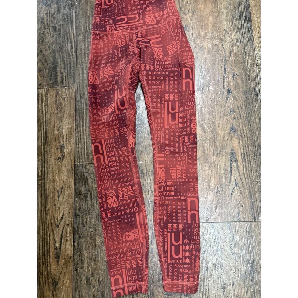 Lululemon Women’s Size 0 Wunder Train HR Tight 28” Red Logo Ombre Leggings EUC